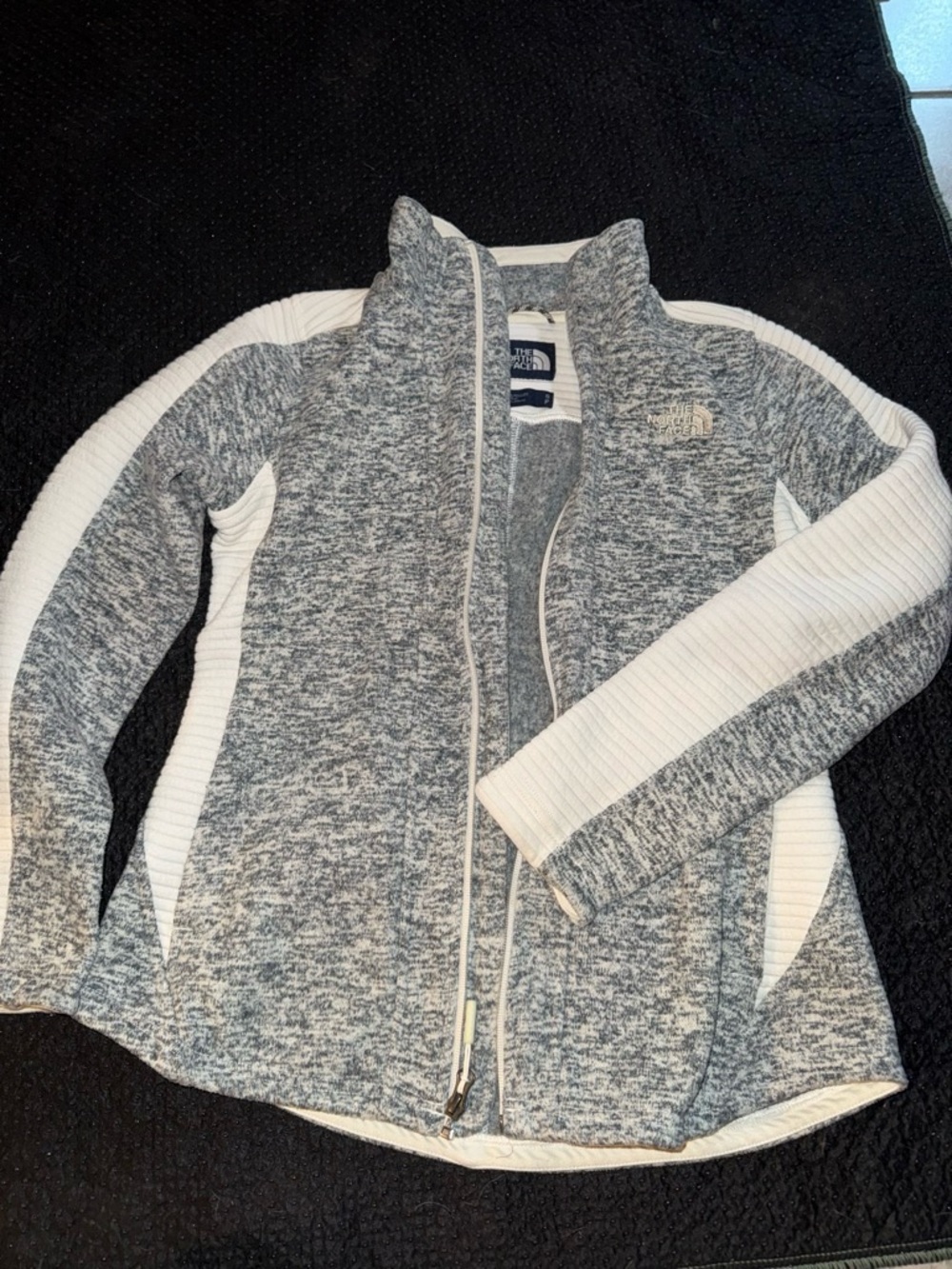 The North Face Gray & White Fleece Jacket in good condition